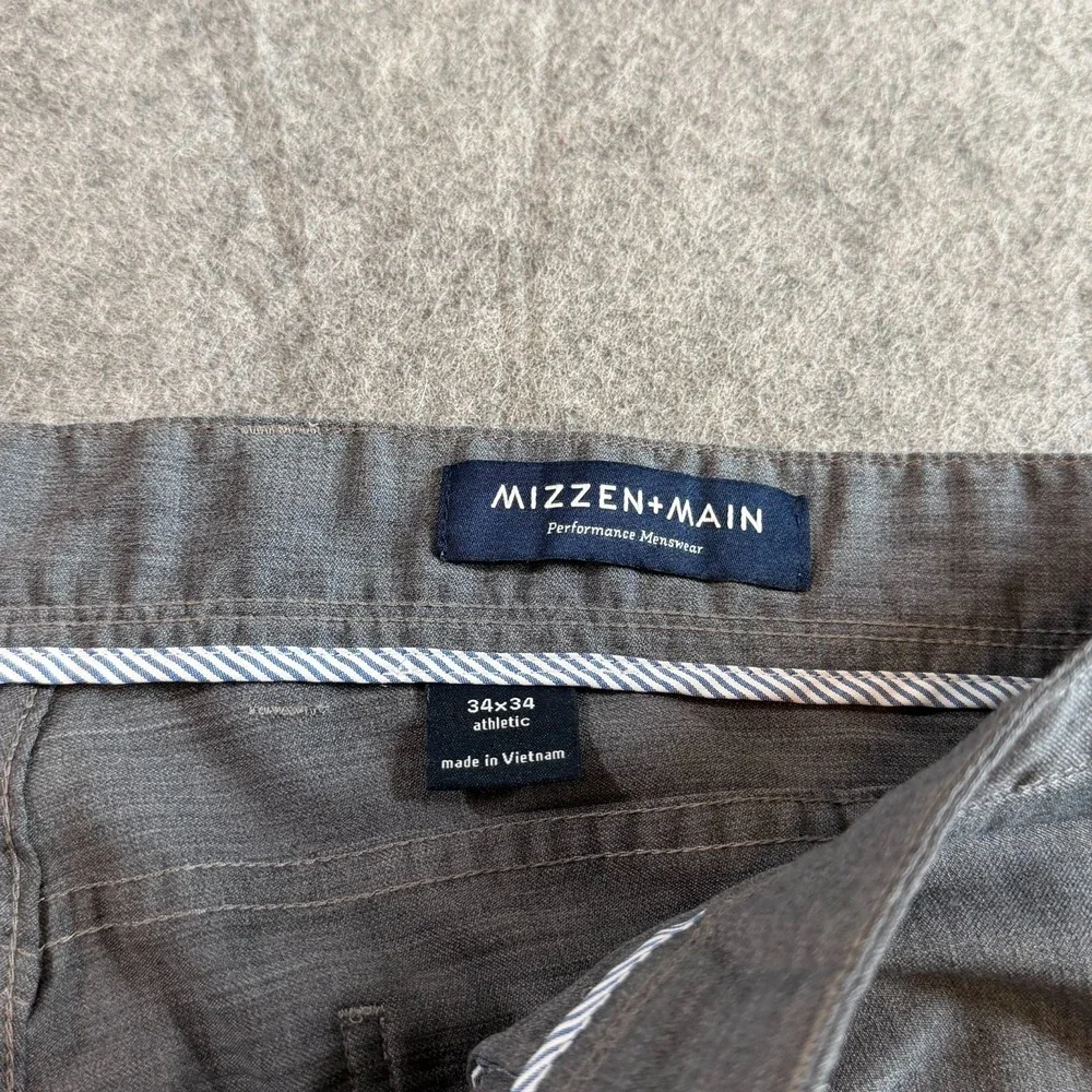 Mizzen + Main Gray Wool‎ Blend Athletic Fit Dress Pants Men's Size 34x33*